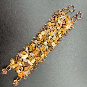 Handmade Artisan Bracelet Natural Stone Chunky Beaded Design Unique Earthy Tones